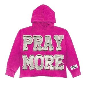 Limited Edition Earth Angel "PRAY MORE" Pink Velvet Hoodie - Size S and M